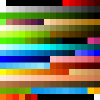 Color palette with animations used by Indiana Jones and His Desktop Adventures